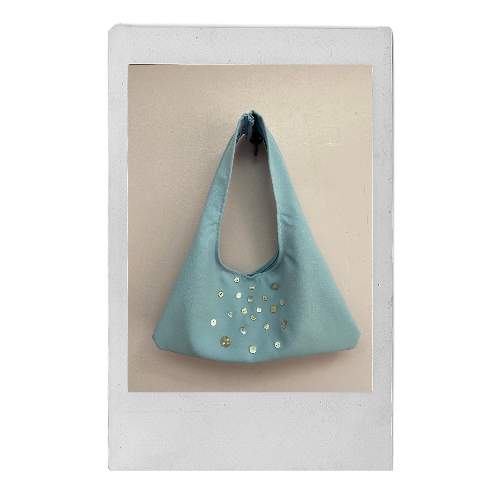 Blue Everyday Bag with Mother-of-Pearl Buttons